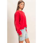 Acid Wash Seam Detail Crew Neck Sweatshirt