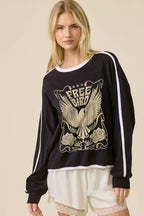 Free Bird Vintage Graphic L/S Vintage Rib Knit Pullover
