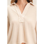 Ribbed Collared Pullover Top