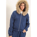 Detachable Fur Zip Up Hoodie