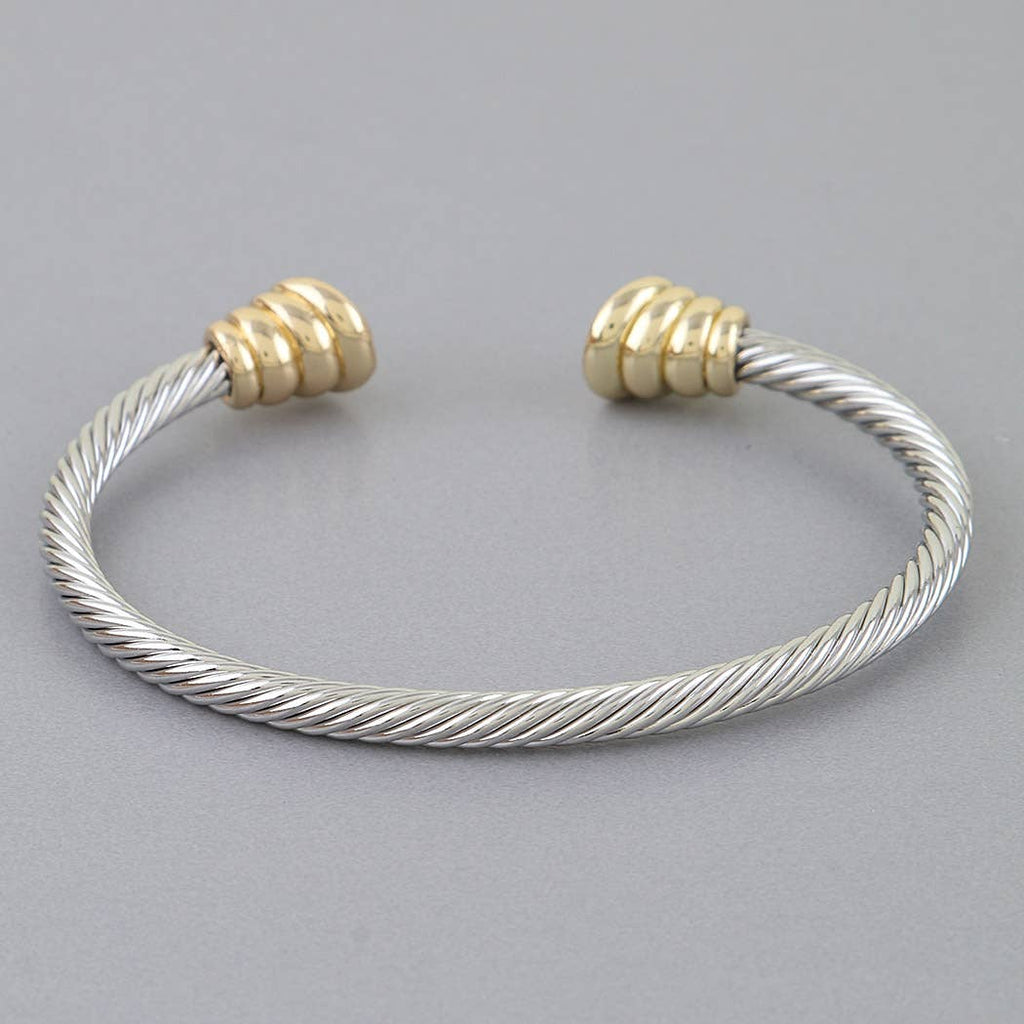 Bejeweled Two Toned Twisted Cuff Bracelet