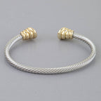 Bejeweled Two Toned Twisted Cuff Bracelet