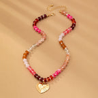 MULTI BEADED CHAIN HEART CHARM NECKLACE | 80N92630