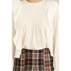 Pintuck Ruffle Detail Woven Blouse