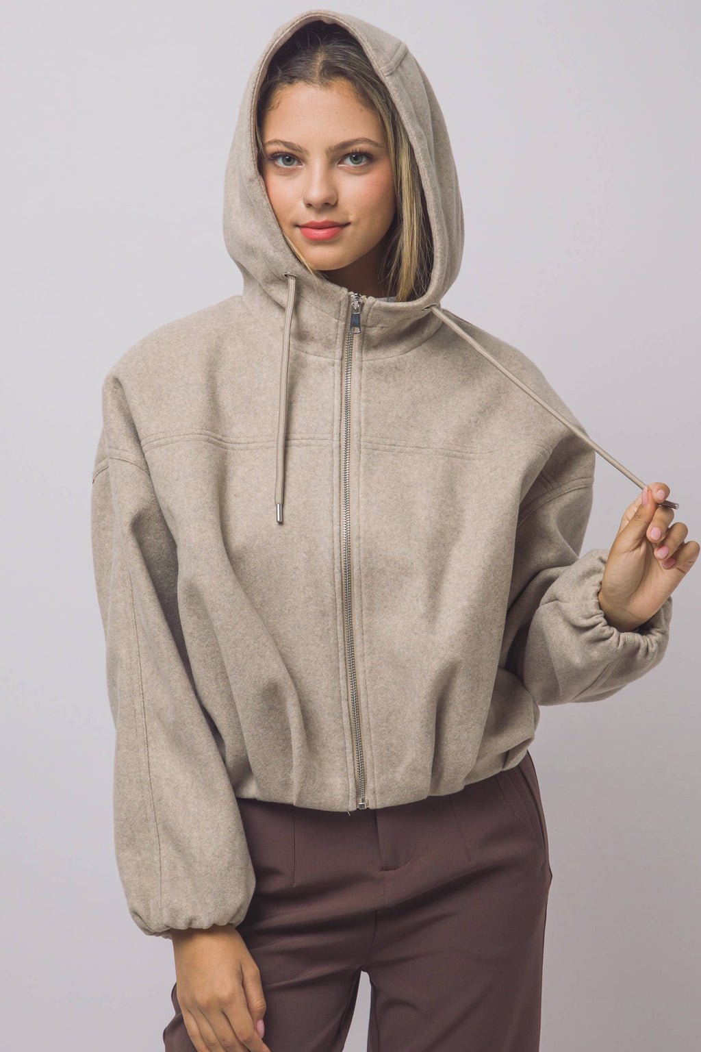 Boiled Hooded Bomber Jacket w/ Side Pockets