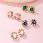 Cushion-Cut Jewel Stud Earrings | 40E521