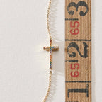 18K Gold Dipped CZ Sideways Cross Necklace