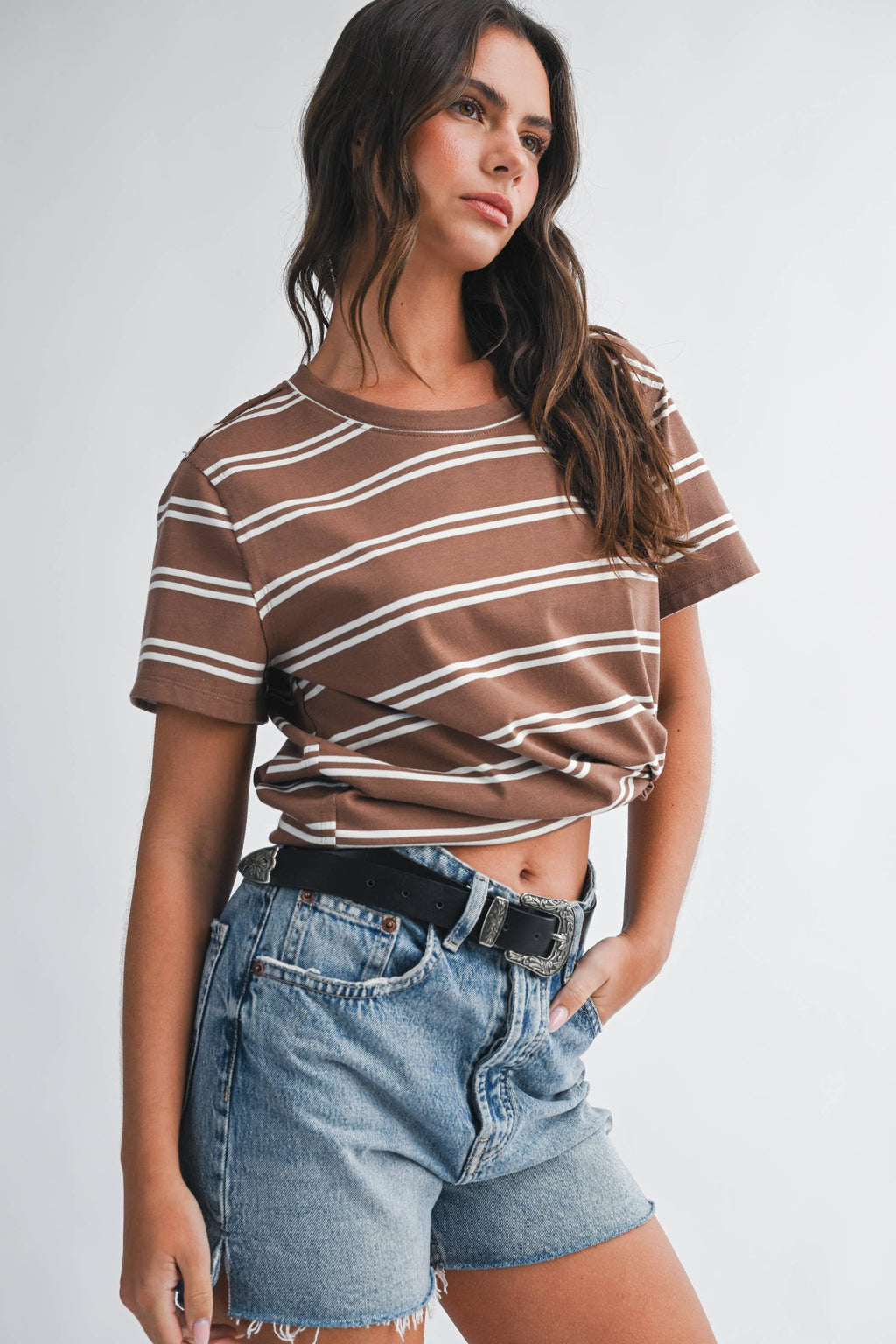 8510HN Striped Boxy Short Sleeve Tee