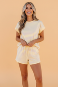 PRETTY BASH Stripe Relaxed Tee & Shorts Set