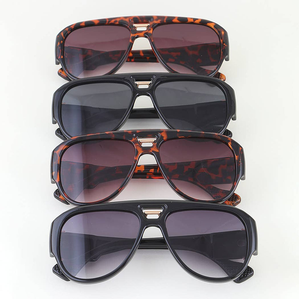 Leopard Straight Aviator Sunglasses