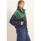 Fleece Color Contrast Half Zip Pullover