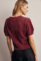 Fuzzy V-Neck Knit Top FSW0105