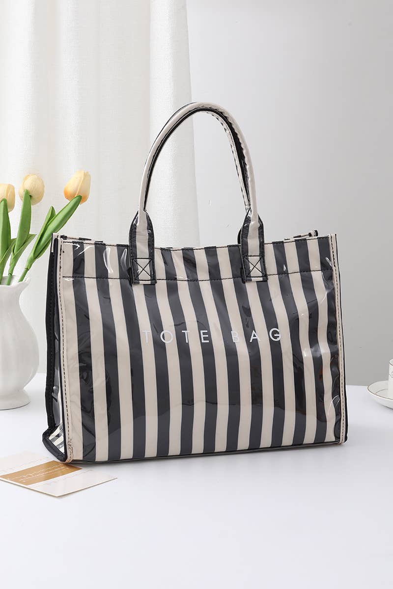Striped Rectangular Shopper Tote Bag