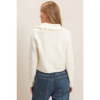 Ruffled Collar Knit Cardigan