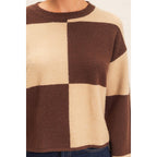 Crew Neck Checkered Sweater