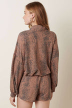 ANIMAL PRINT COWL NECK SHORT SET