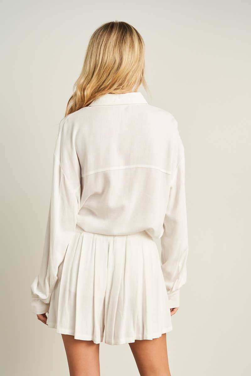7891SET-Button-Down Shirt & Ruffle Shorts Set