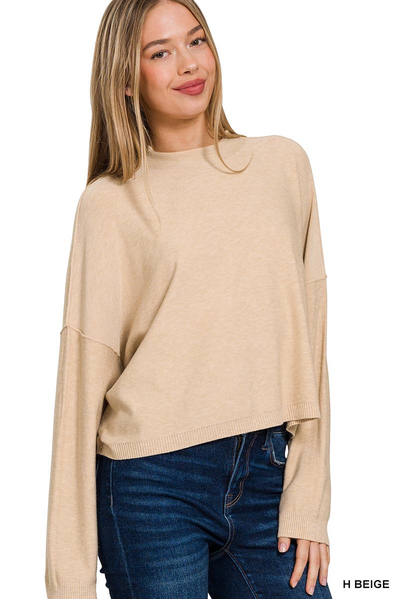 Mock Neck Fall Crop Sweater