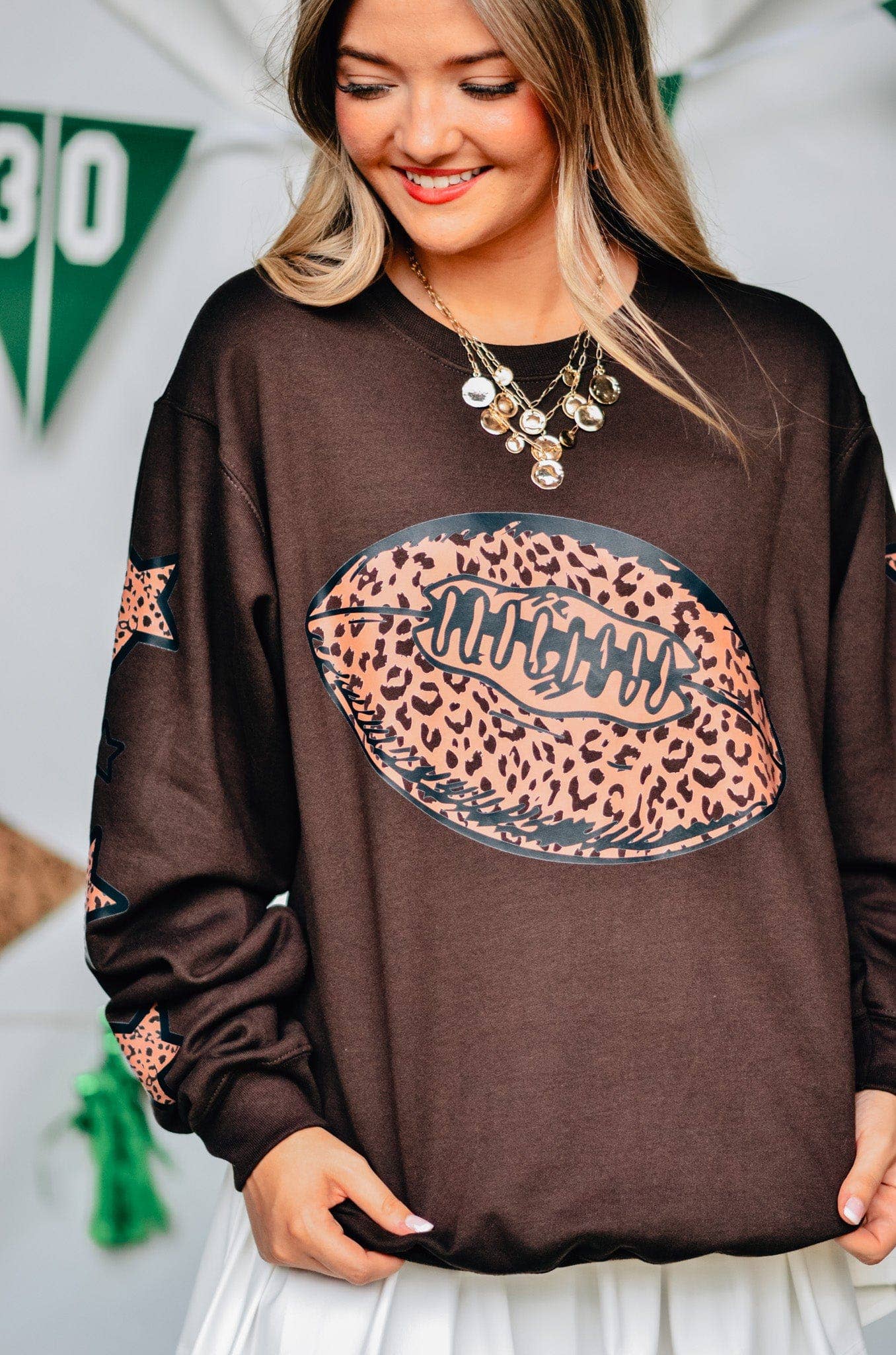 Leopard Football Brown Sweatshirt