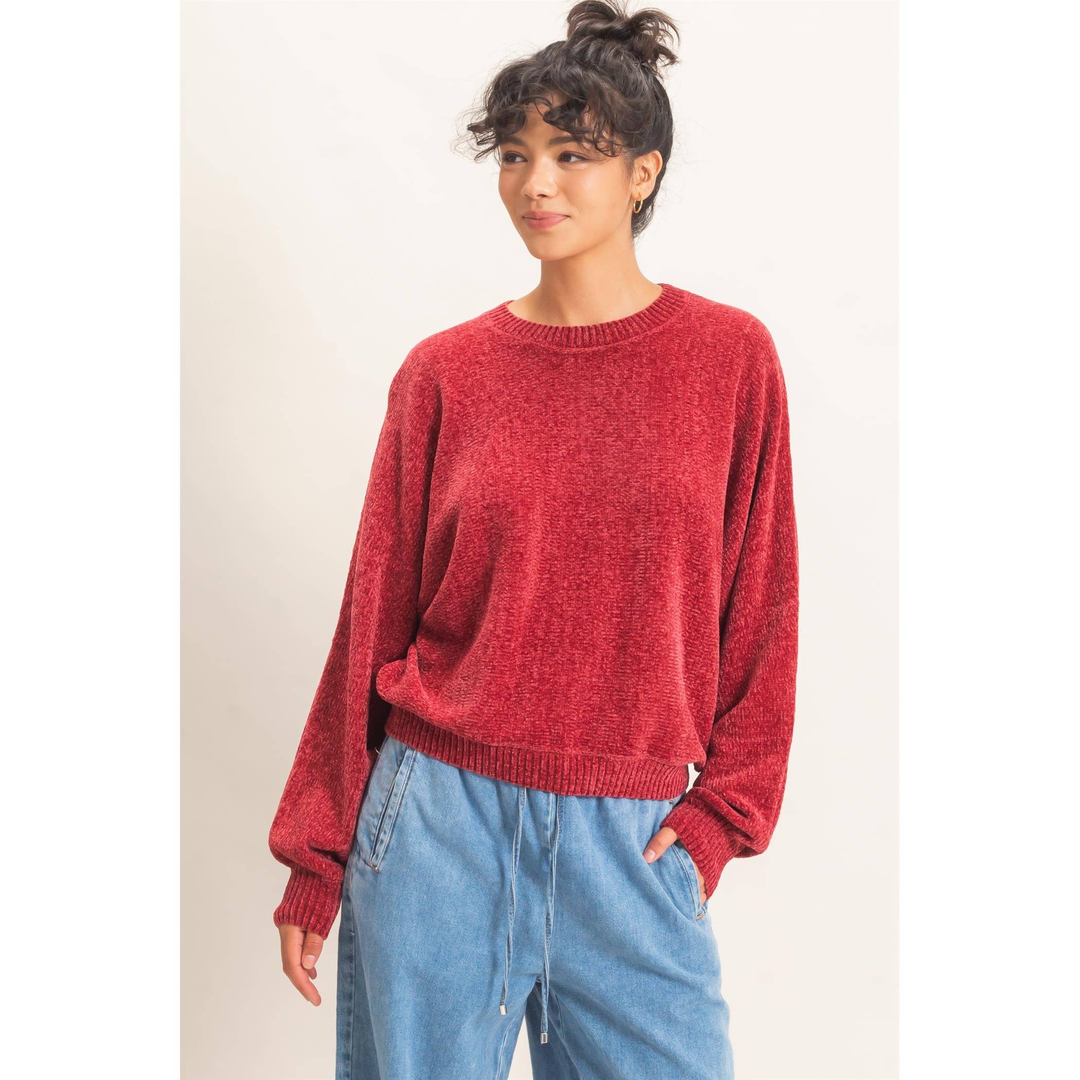 Chenille Crew Neck Sweater