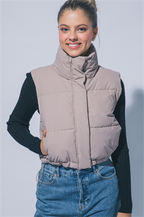 High Neck Cropped Puffer Vest