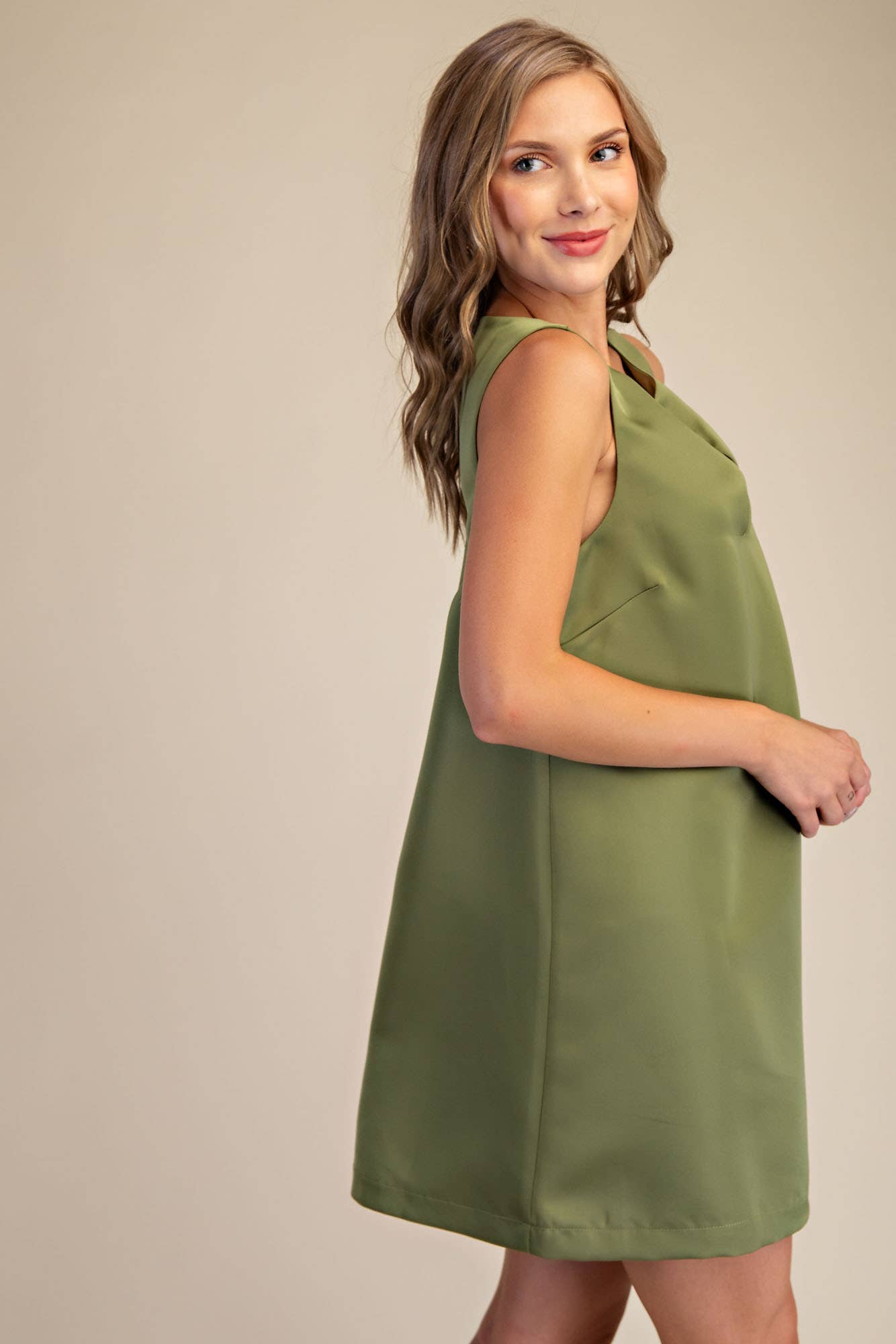 Round Neck Shift Mini Dress