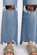 P1371W-MD HIGH RISE STRETCH SLIM WIDE LEG W/ DESTROYED HEM