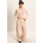Striped Waffle Long Sleeve Top & Pants Set