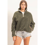 Polka Dot Sherpa Half-Zip Pullover