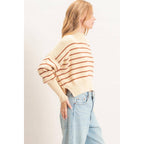 Striped Mock Neck Cropped Sweater