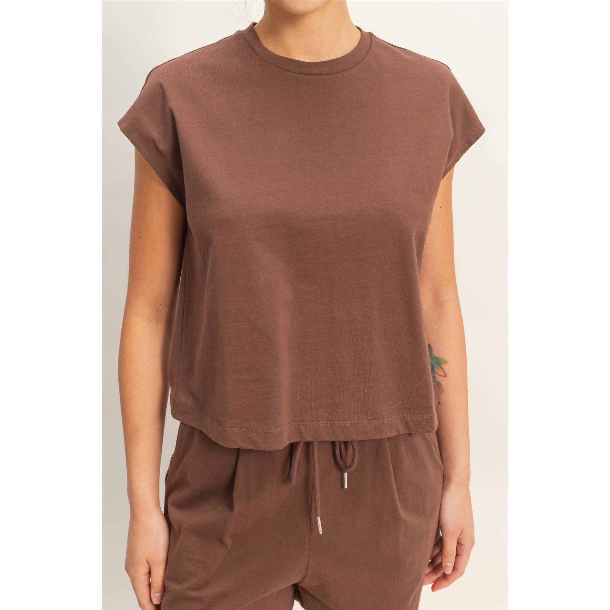 Cap Sleeve Boxy Top And Shorts Set