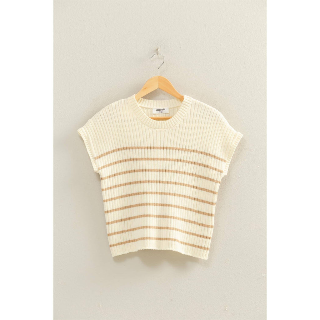 Sleeveless Ribbed Striped Knit Top