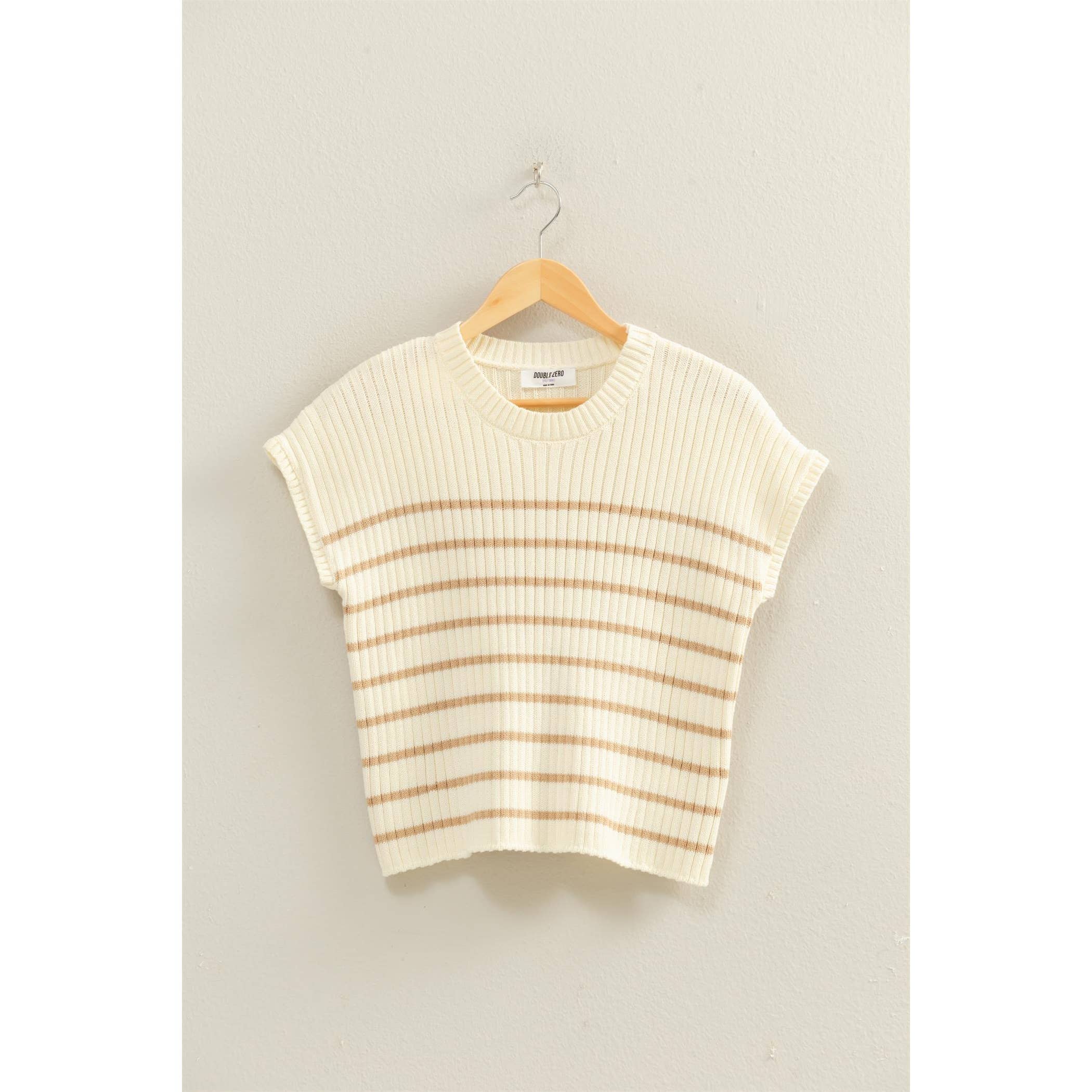 Sleeveless Ribbed Striped Knit Top