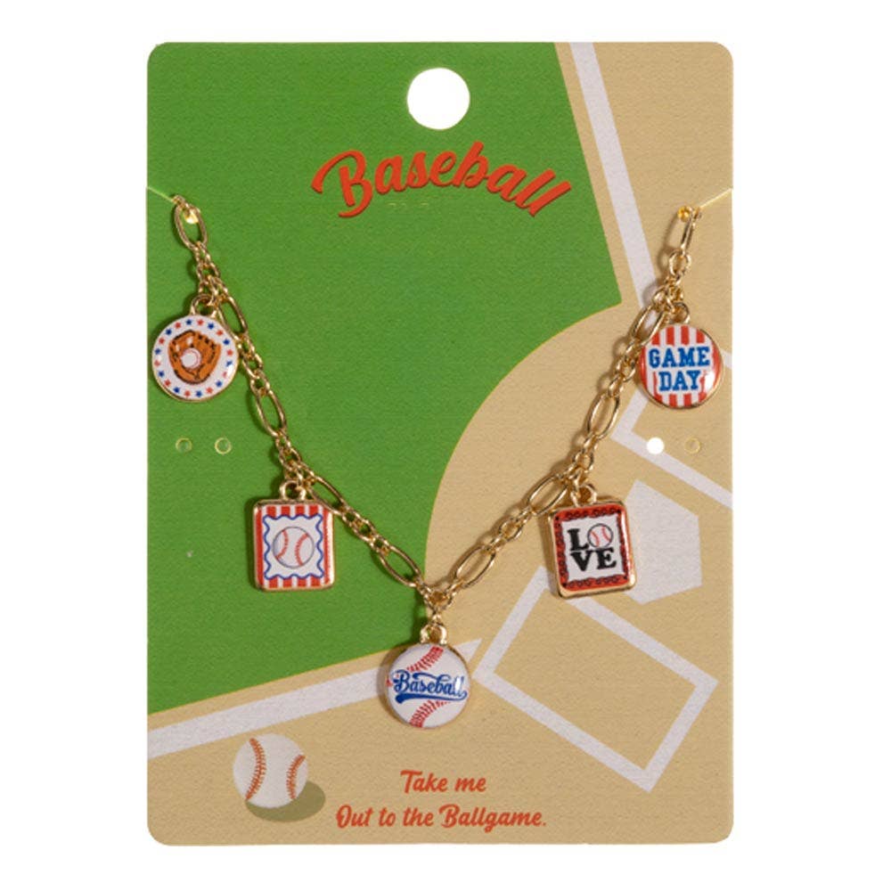 Baseball Charm Station Necklace