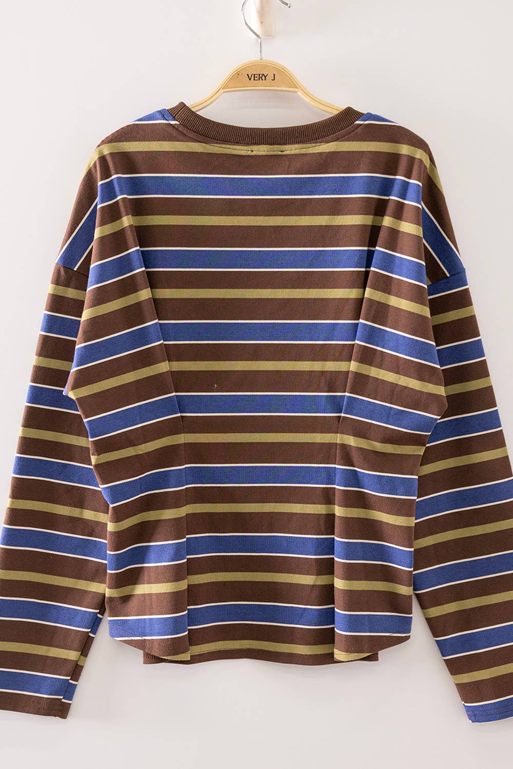 NT12979-Stripe Waist Pleated Top