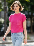 Mock Neck Short Sleeve Crop Sweater