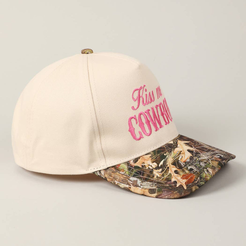 Kiss Me Cowboy Embroidery Two-Tone Cap