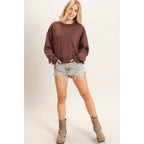 Ribbed Crew Neck Sweatshirt