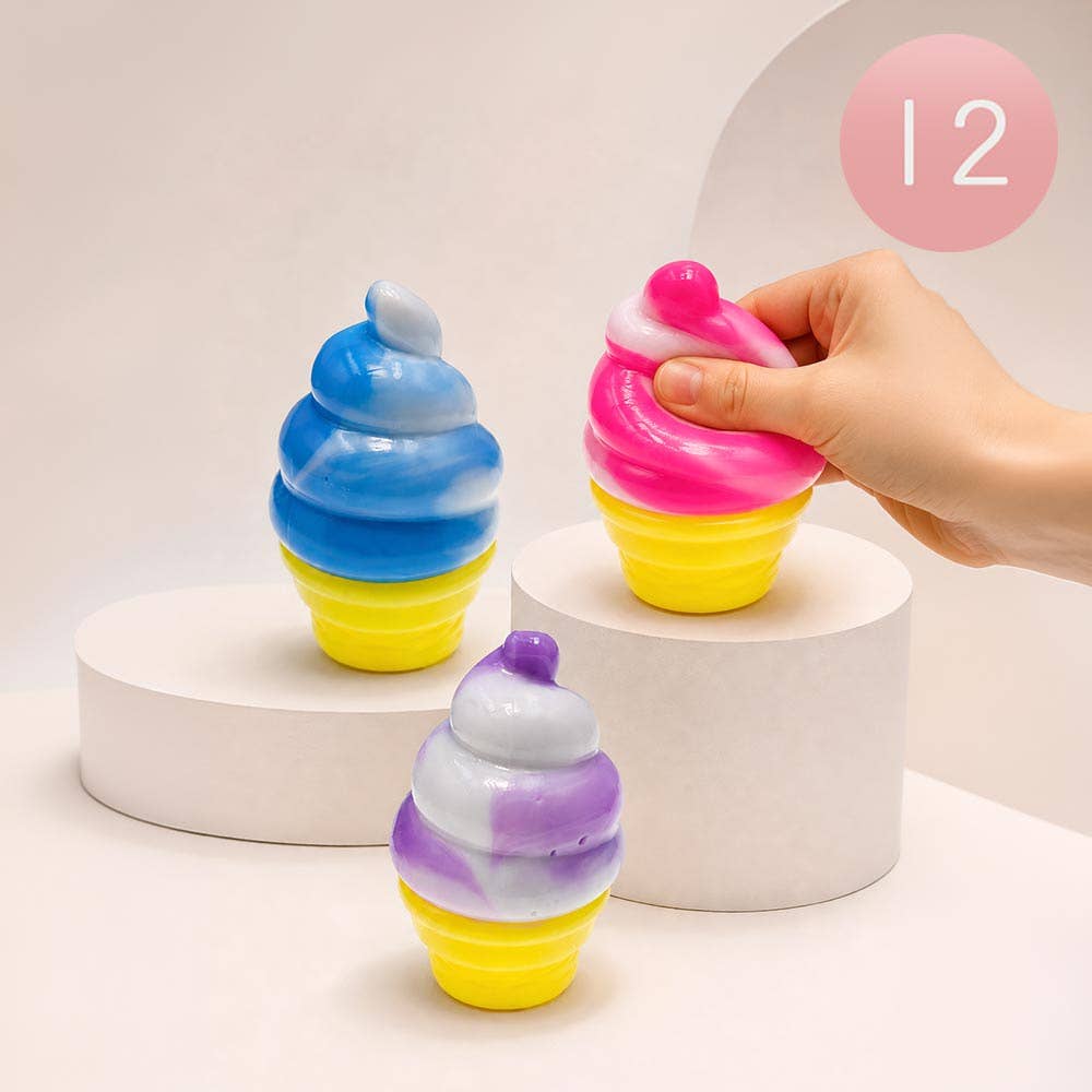 12PCS - Ice Cream Cone Squeeze Squishy Stress Relief Toy