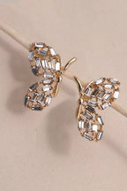 BUTTERFLY BAGUETTE RHINESTONE EARRINGS