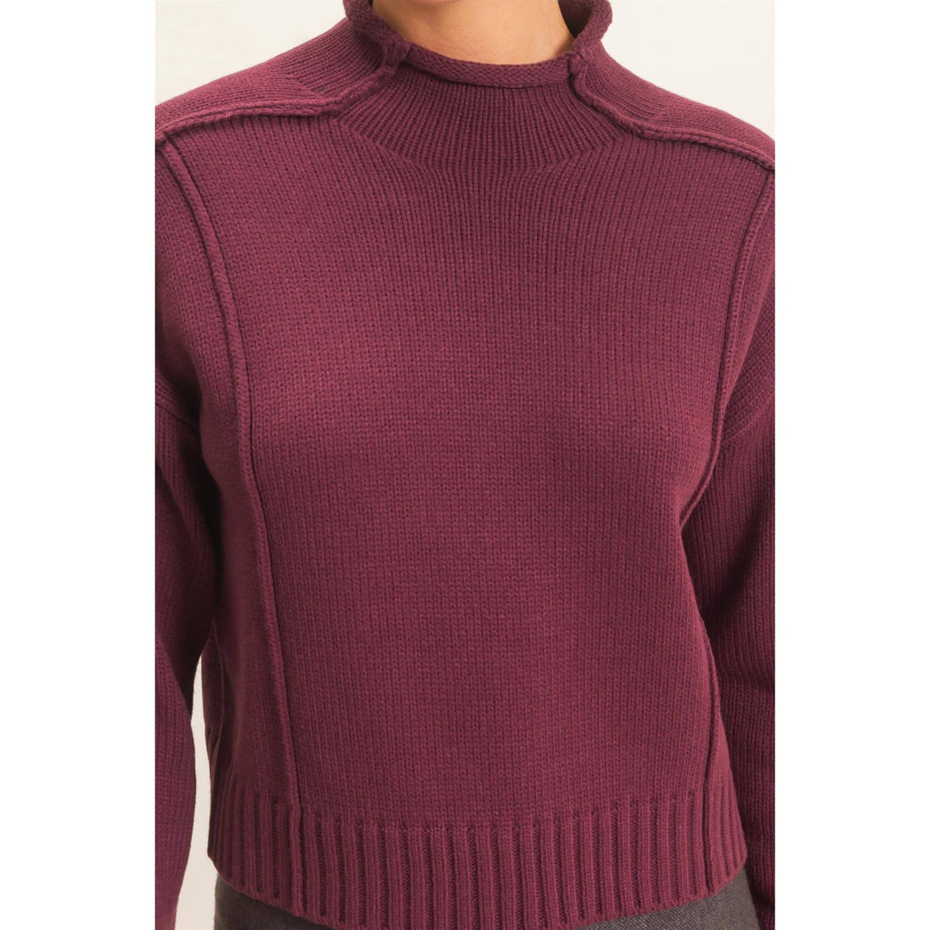 Roll Neck Sweater With Reversed Seam