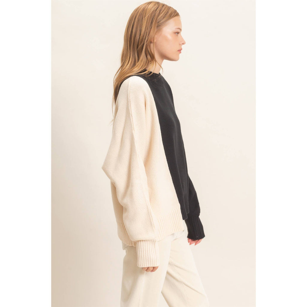 Two-Tone Knit Sweater