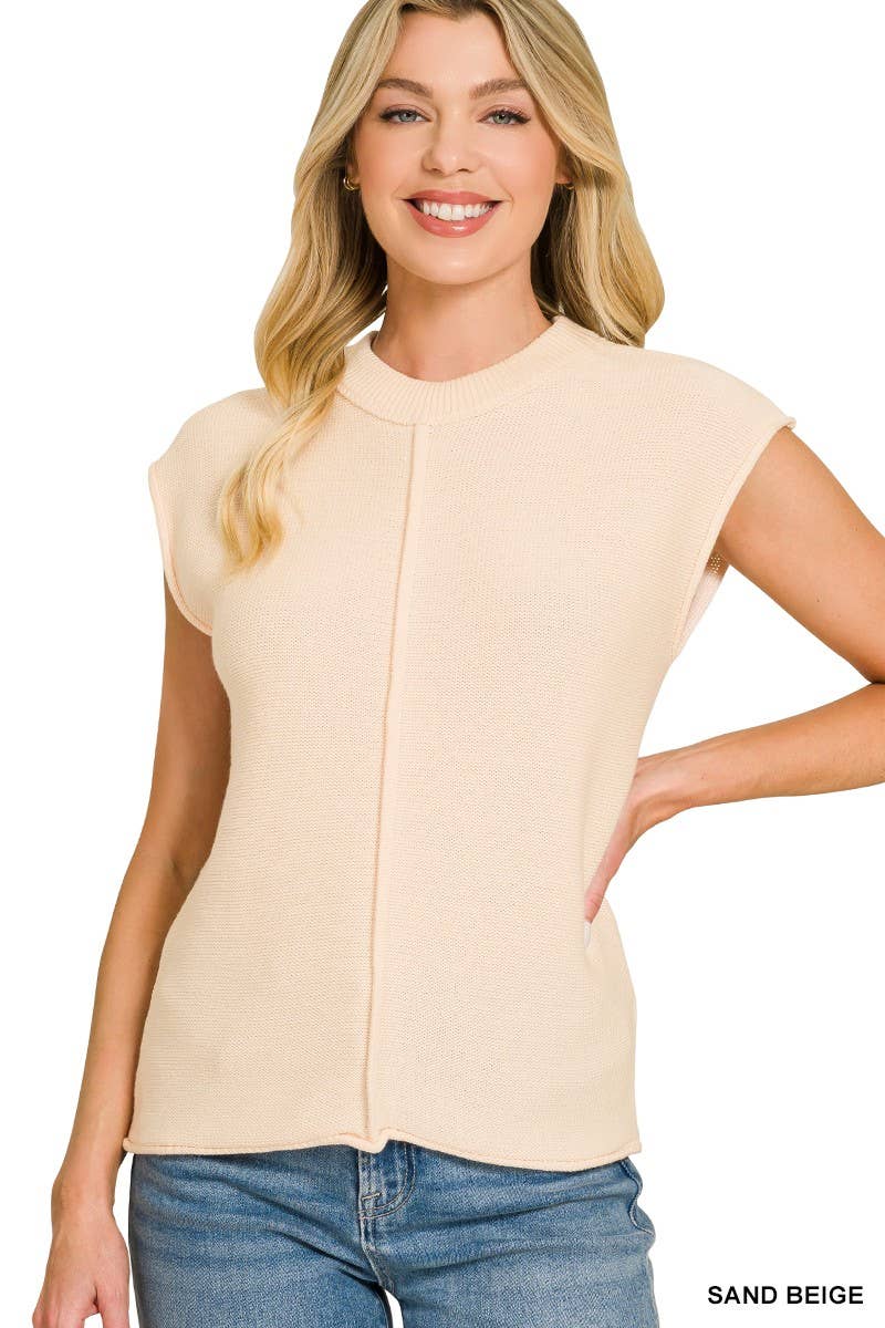 Center Seam Sleeveless Sweater
