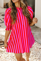 Red + Pink Striped Dress