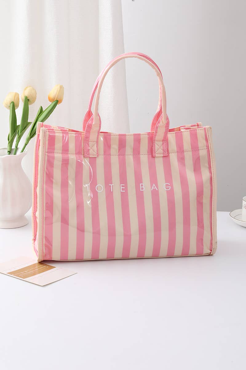 Striped Rectangular Shopper Tote Bag