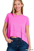 Shark Bite Side Slit Short Sleeve Top