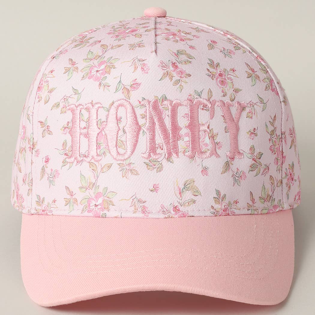 HONEY Embroidered Flower PatternTrucker Hat