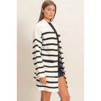 Open Front Stripe Cardigan