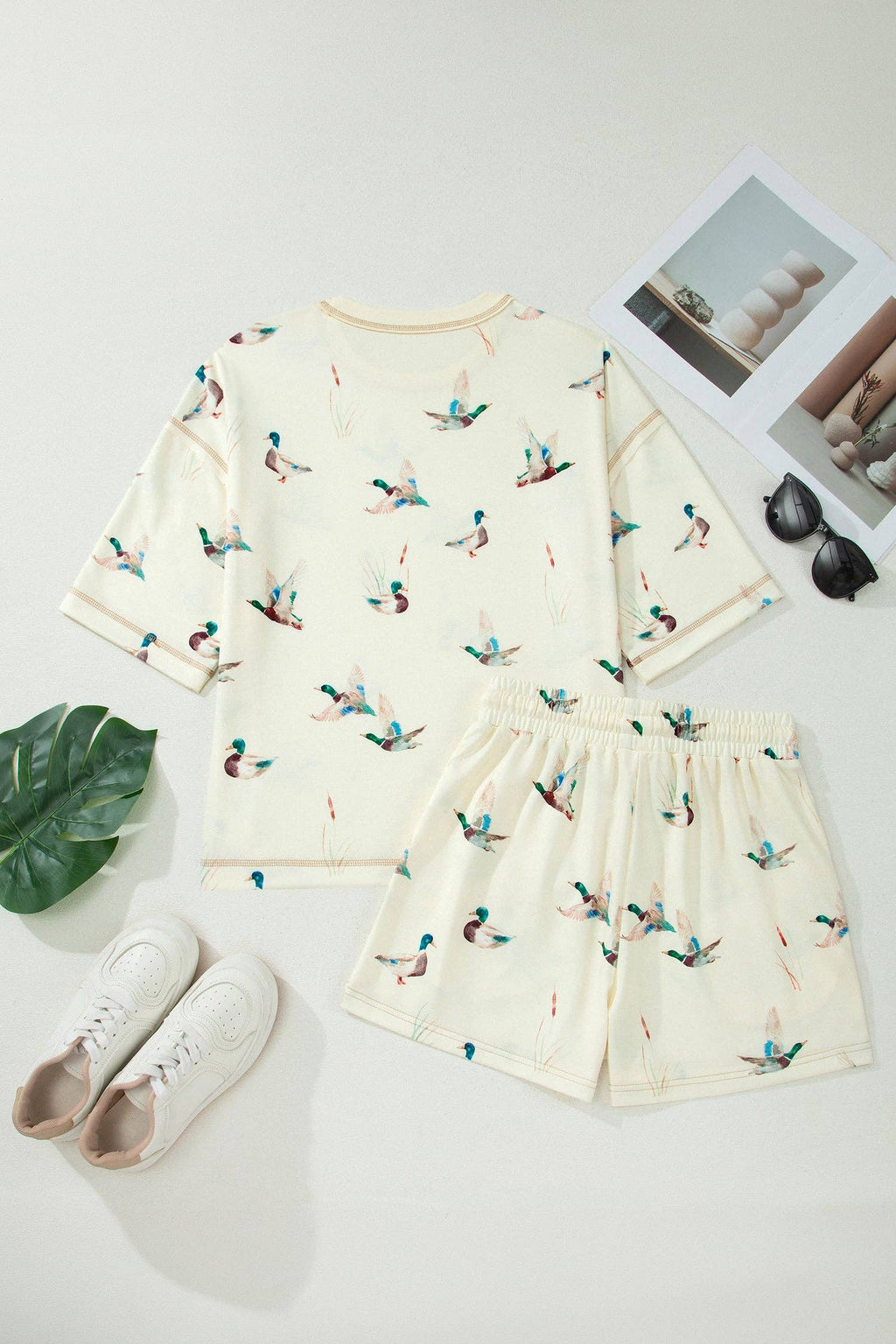 PRETTY BASH Mallard Duck Oversized Tee & Shorts Set