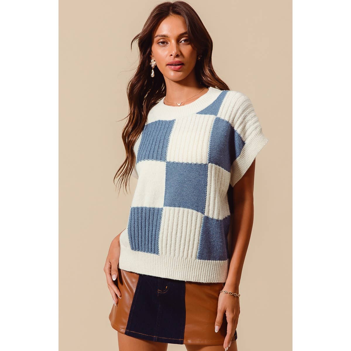 CHECK PLAID CASUAL SWEATER TOP